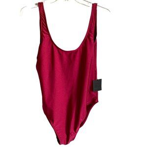 Dixperfect Malibu Retro Inspired High Cut Low Back One Piece Swimsuit XL NEW